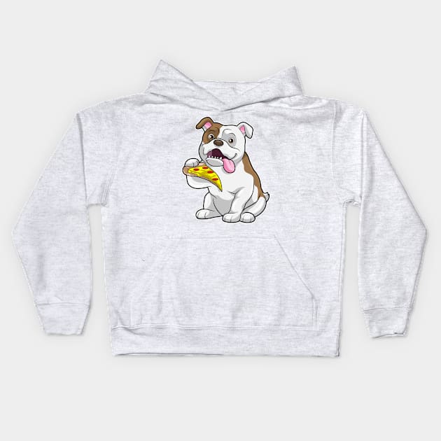 Bulldog with Piece of Pizza Kids Hoodie by Markus Schnabel